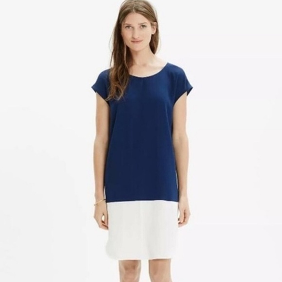 Madewell Layout Tunic Dress Colorblock Blue White Small - Picture 2 of 6